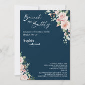 Blush-Blumenbrunch mit Bridal-Brunch und Bubbly Einladung (Vorderseite)
