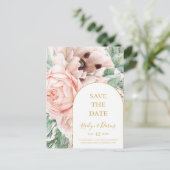 Blush Blumengarten Pasta Save the Date Postkarte (Stehend Vorderseite)
