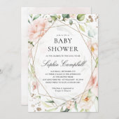 Blush Blumengrün Girl Rustic Babydusche Einladung (Vorne/Hinten)