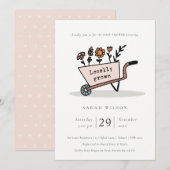 Blush Blumenkart Kinderdusche einladen Dankeskarte (Vorne/Hinten)