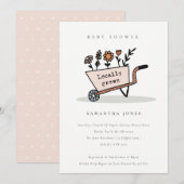 Blush Blumenkart Kinderdusche einladen Dankeskarte (Vorne/Hinten)