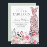 Blush Blumenkleid Fifty & Fabulous 50. Geburtstag Einladung<br><div class="desc">Blush Floral Dress 50 & Fabulous 50. Geburtstag Einladung Siehe Matching Sammlung in Nest und Nest Store Vielen Dank</div>