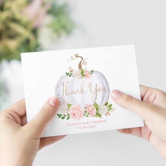 Blush Blumenkürbis Babydusche Dank Karte