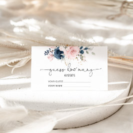 Blush Blumennavy erraten, wie viele Küsse Bridal Begleitkarte