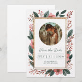 Blush Blumenrahmen Save the Date Einladung (Vorne/Hinten)