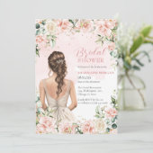 Blush Blumenschmuck Bridal Dusche Einladung (Stehend Vorderseite)