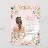 Blush Blumenschmuck Bridal Dusche Einladung (Vorne/Hinten)