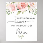 Blush Blumenspiel wie viele Küsse Brautparty Poster (Vorne)