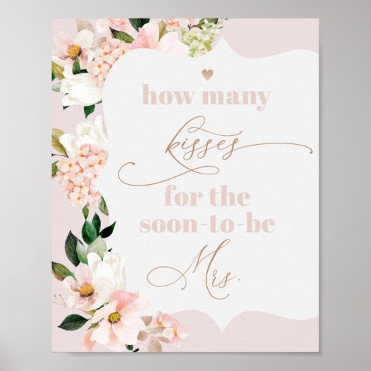 Blush Blumenspiel wie viele Küsse Brautparty Poster (Vorne)