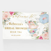 Blush Blumenstrauß Tee Party Brautparty Hintergrun Banner (Horizontal)