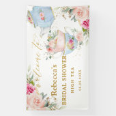 Blush Blumenstrauß Tee Party Brautparty Hintergrun Banner (Vertikal)