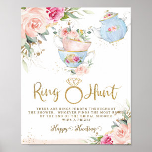 Blush Blumenstrauß Tee Party Brautparty Stadtrundg Poster