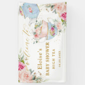 Blush Blumentee Party Bridal Babydusche Hintergrun Banner (Vertikal)