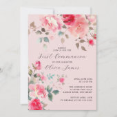 Blush Blüten Erste Heilige Kommune Einladung (Vorderseite)