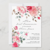 Blush Blüten Erste Heilige Kommune Einladung (Vorderseite)