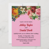 Blush Blütenfarbene Rose Elegante Blumenhochzeit Einladung (Vorderseite)