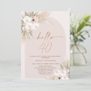 Blush Boho Blumenarch 40. Geburtstagsfeier Einladu Einladung