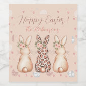 Blush Boho Bunny Ostern Weinetikett (Einzelnes Label)