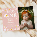 Blush Boho Daisy Floral Wild Ein Foto Geburtstag Einladung<br><div class="desc">Wir stellen Ihnen unsere wunderschöne editierbare Einladung zum 1. Geburtstag vor, die moderne boho daisy Blume auf einem gedämpften, rosa Hintergrund bietet! Diese schöne Vorlage ist perfekt für den besonderen Tag Ihres kleinen Kindes und wird den Ton für eine schöne Feier Set. Klicken Sie auf die Schaltfläche "Weitere Anpassung", wenn...</div>