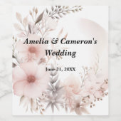 Blush Boho Dried Floral Custom Wedding Weinetikett (Einzelnes Label)
