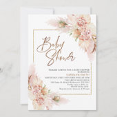 Blush Boho Dry Floral Arrangement Babydusche Einladung (Vorderseite)