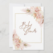 Blush Boho Dry Floral Arrangement Babydusche Einladung (Rückseite)