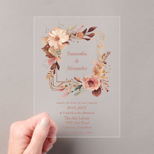 Blush Boho Floral Acryleinladungen (Insitu (Handheld))