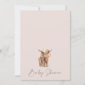Blush Boho Floral Arch Highland Cow Baby Dusche Einladung (Rückseite)