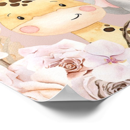 Blush Boho Floral Arch Safari Baby Dusche Herzlich Poster (Ecke)