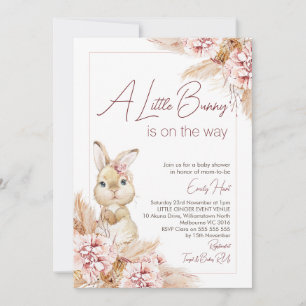 Blush Boho Floral Bunny Baby Dusche Einladung