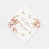 Blush Boho Floral Butterfly Kisses Baby wünscht Serviette (Ecke)