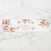 Blush Boho Floral Butterfly Kisses Baby wünscht Wasserflaschenetikett (Einzelnes Label)