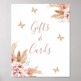 Blush Boho Floral Butterfly Kisses Baby-Zeichen Poster