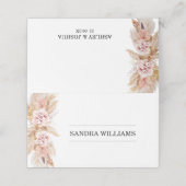 Blush Boho Floral Pampas Grass Platzkarte (Außenseite Aufgefaltet)