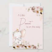 Blush Boho Floral Peanut Elephant Baby Dusche Einladung (Rückseite)