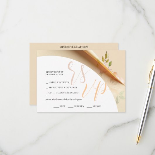Blush Boho Floral Rose Aquarellfarben Budget RSVP Karte (Vorderseite/Rückseite Beispiel)