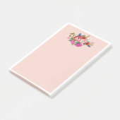 Blush Boho Florals White Monogram Post-it Klebezettel (angewinkelt)