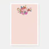 Blush Boho Florals White Monogram Post-it Klebezettel (Vorderseite)