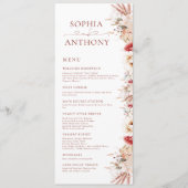 Blush Boho Pampas Floral Doppelseitiges Hochzeitsm Menükarte (Vorderseite)
