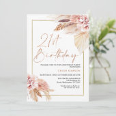 Blush Boho Pampas Grass 21. Geburtstag Einladung (Stehend Vorderseite)