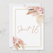Blush Boho Pampas Grass Sweet 16 Geburtstag Einladung (Rückseite)