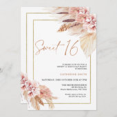Blush Boho Pampas Grass Sweet 16 Geburtstag Einladung (Vorne/Hinten)