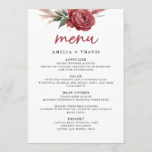 Blush Boho Pampas Grass Wedding Menu Card Menükarte (Vorderseite)