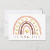 Blush Boho Rainbow Baby Dusche Dankeskarte (Vorderseite)