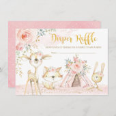Blush Boho Stammholztiere Windelwirbel Begleitkarte (Vorne/Hinten)