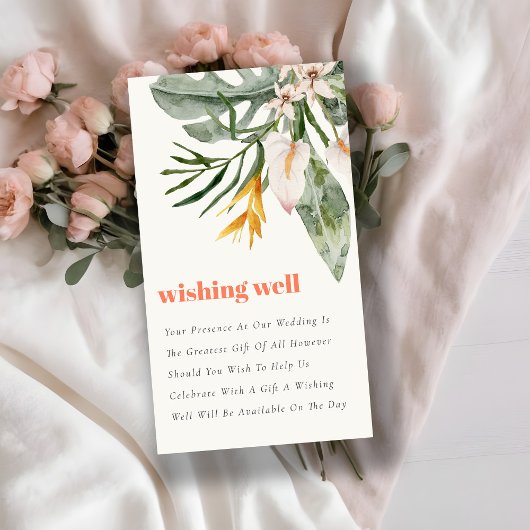 Blush Boho Tropical Floral Wedding Wishing Well Begleitkarte