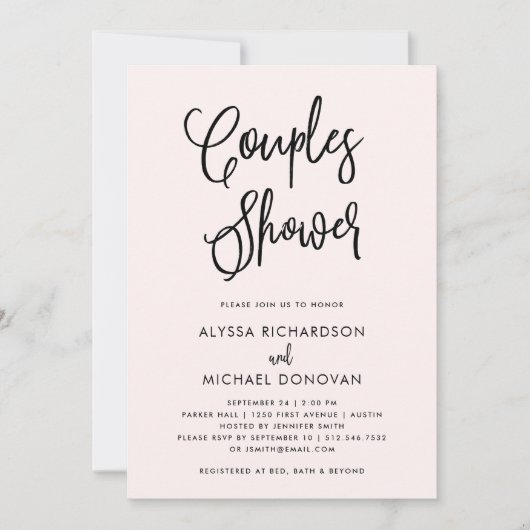 Blush Boho Watercolor | Dusche Einladung (Vorderseite)