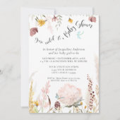 Blush BOHO Watercolor Floral Butterfly Baby Girl Einladung (Vorderseite)