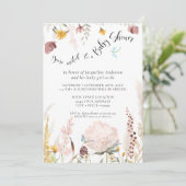 Blush BOHO Watercolor Floral Butterfly Baby Girl Einladung (Stehend Vorderseite)