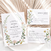 Blush Boho Wildblume Elegante Wedding RSVP Card